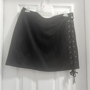 Dance & Marvel Black Lace-Up Mini Skirt